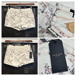 Rag & Bone NWT Shorts Womens 30 Denim Micro Floral Print High Rise Ellie $185‎
